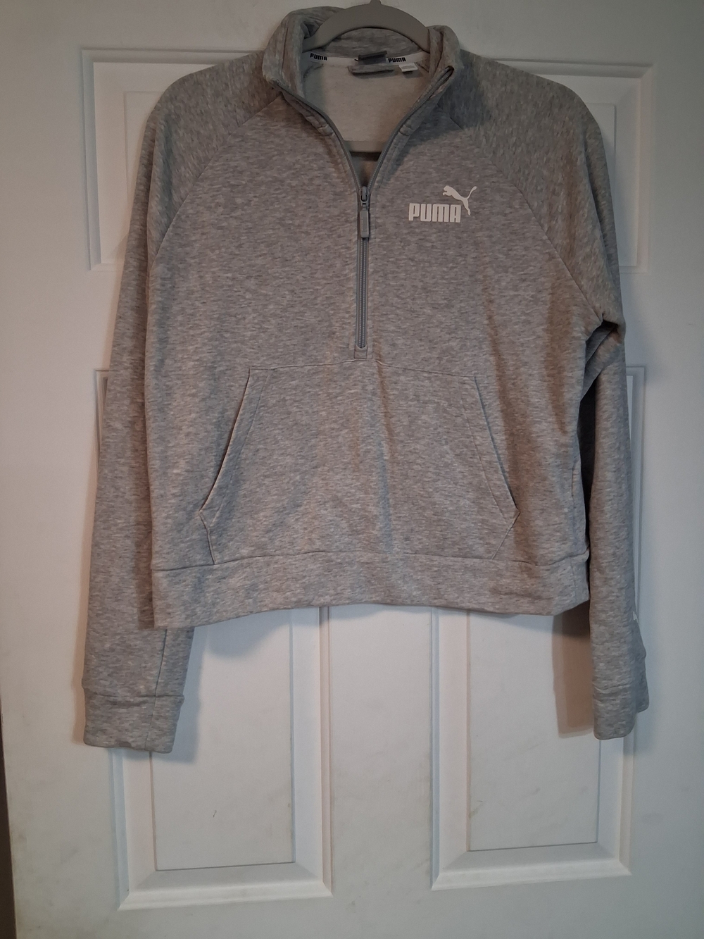 Puma Grey Half-Zip Pullover Sweatshirt Lightweight Medium